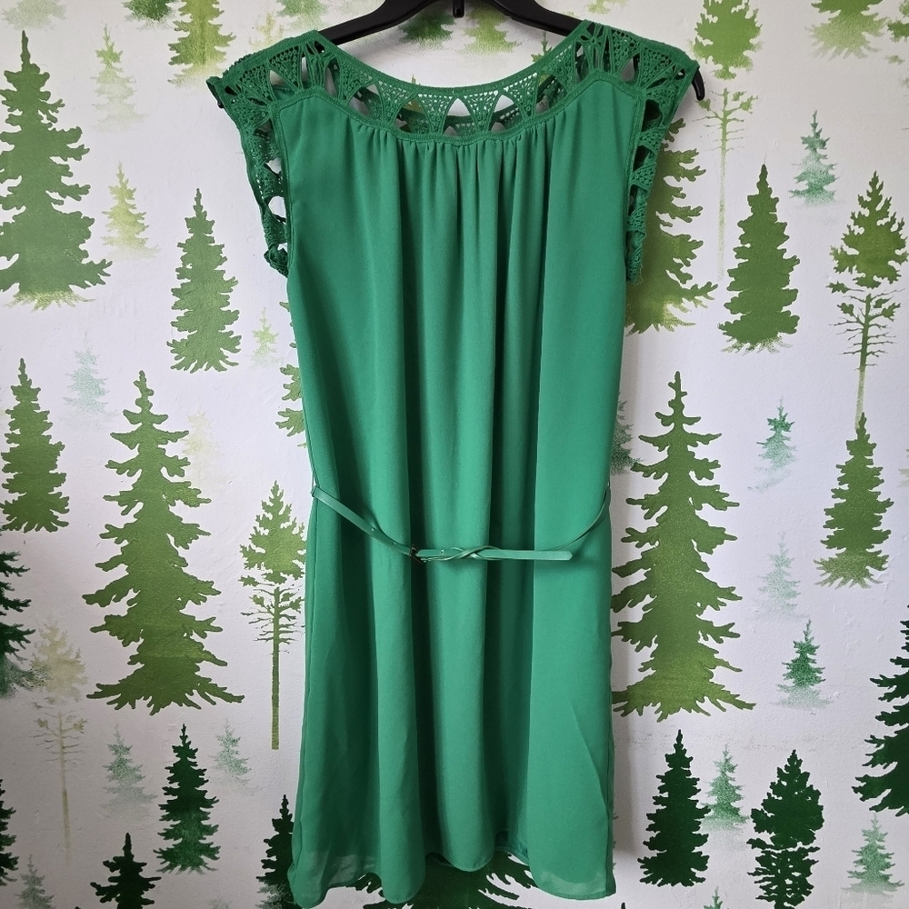 Max Studio Green Sheath Midi Dress.